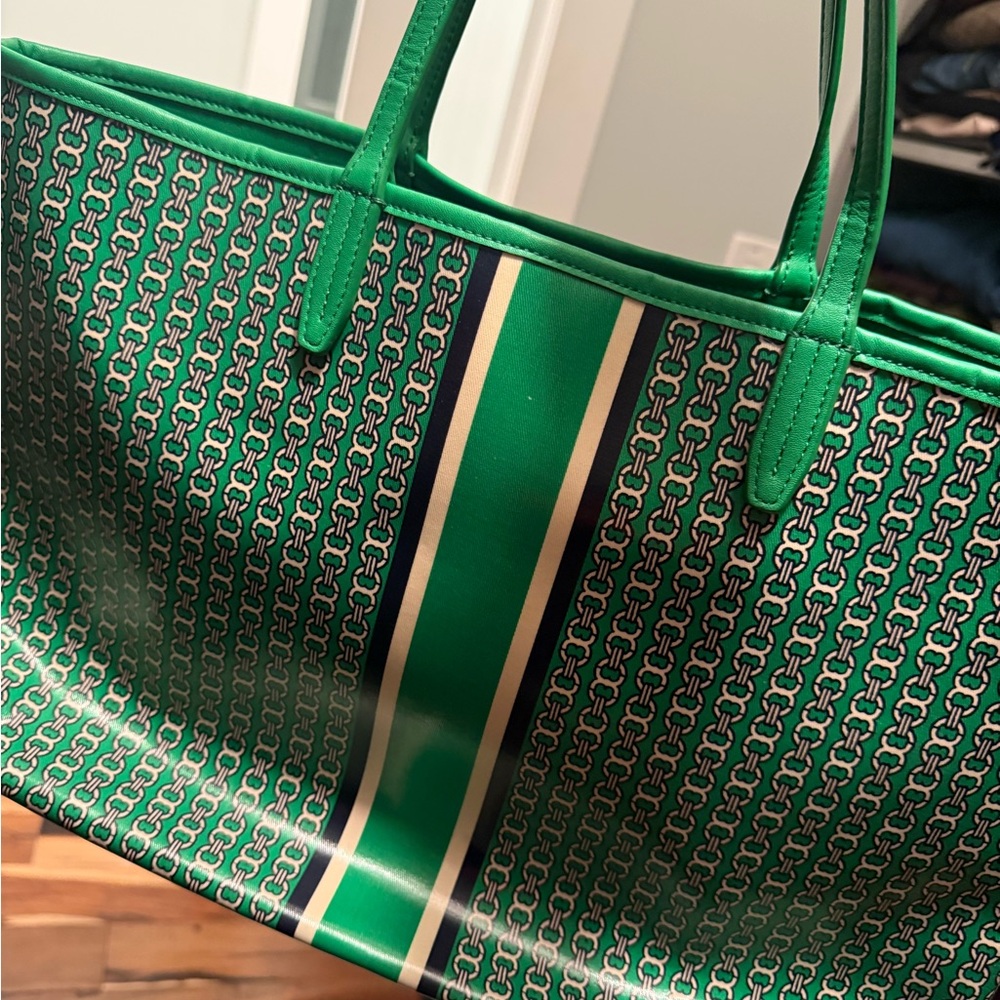 Tory Burch Green Geometric Tote